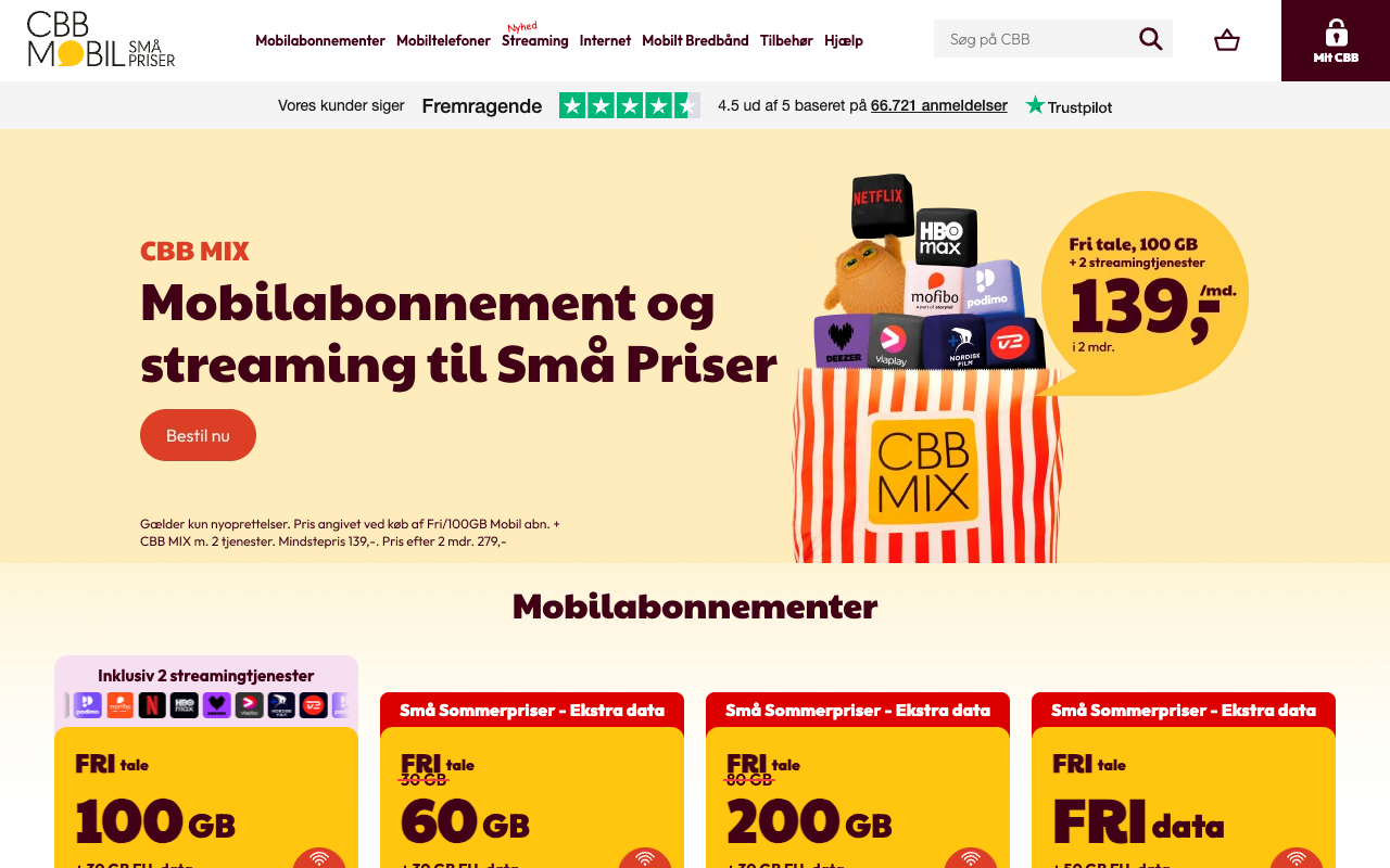 Skærmbillede af CBB Mobils hjemmeside