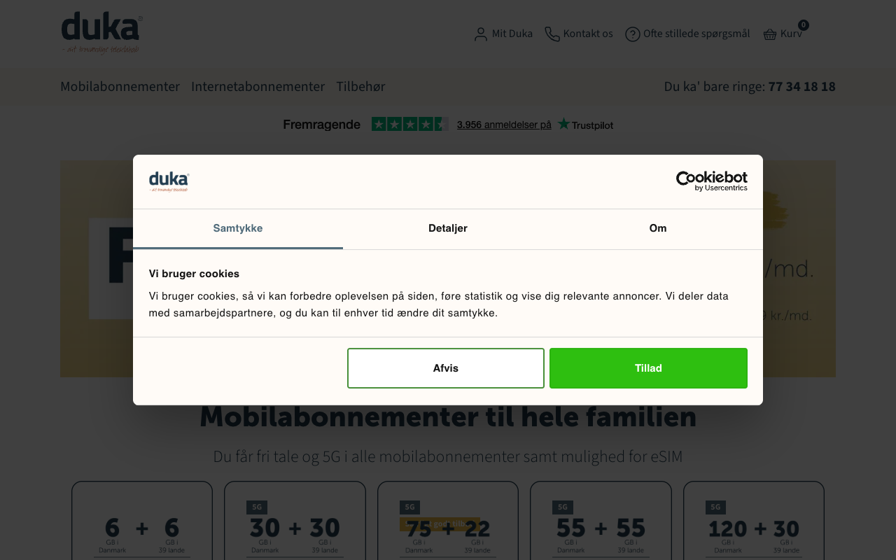 Skærmbillede af dukaTALEs hjemmeside