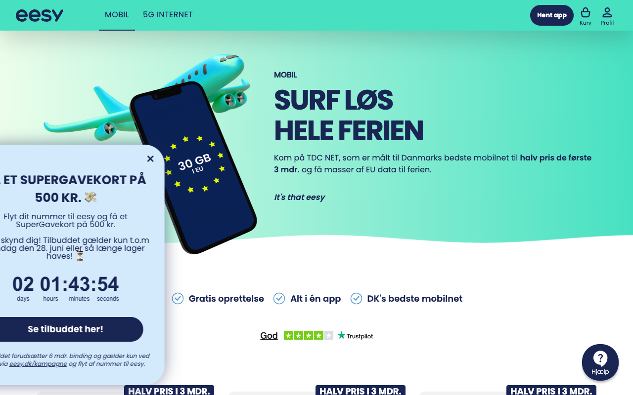 Skærmbillede af Eesys hjemmeside