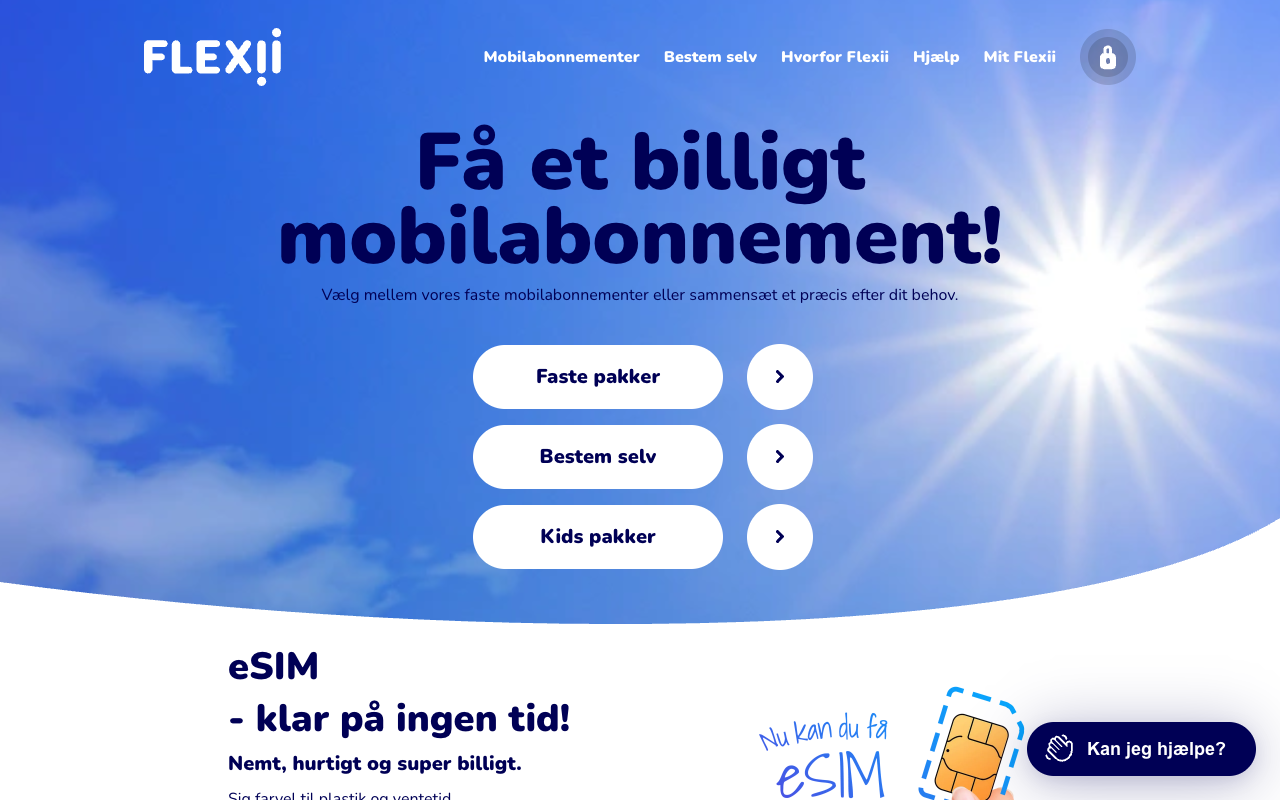 Skærmbillede af Flexiis hjemmeside